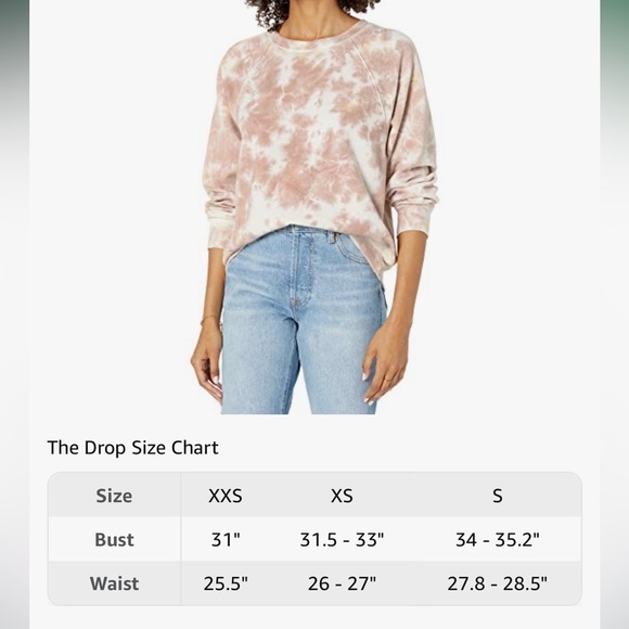 The Drop Women's Caroline Raglan Long-Sleeve Fleece Sweatshirt NWT Size XXS - Picture 8 of 11